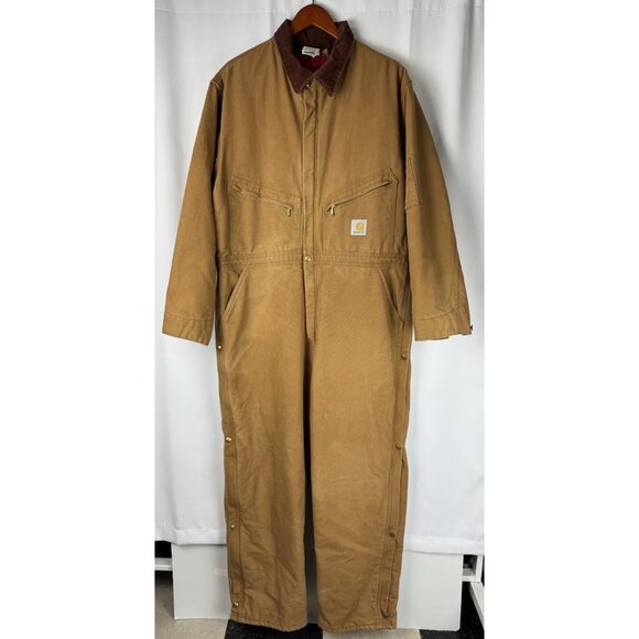 Vintage Carhartt Coveralls Mens 48R Duck Quilted Workwear Union Made USA 90s - Picture 2 of 14